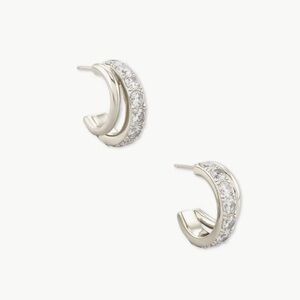 Kendra Scott Livy Huggie Earrings in White Crystal